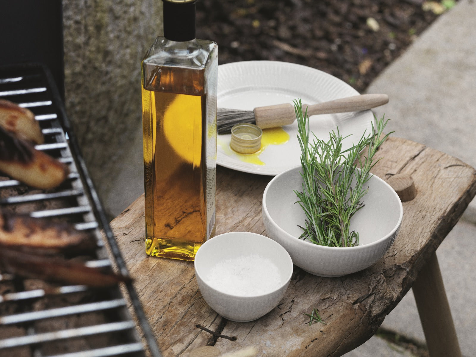 Royal Copenhagen Hvid Riflet skål - 15 cm. - Bahne